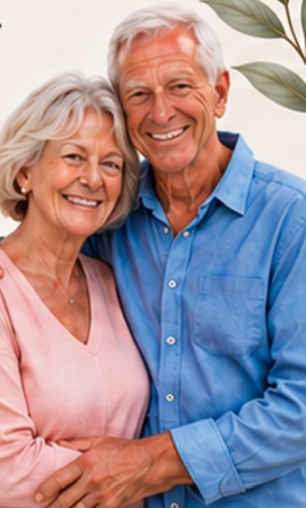An older couple smiling together